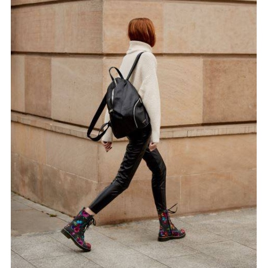 Marco Shoes Botines altos, botines de piel nobuck con estampado floral gris 1