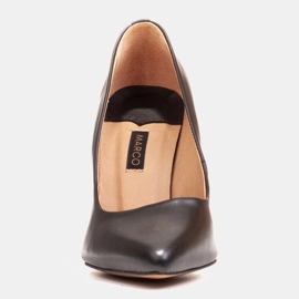 Marco Shoes Stilettos de piel hechos de piel flor suave con piedras negro 4
