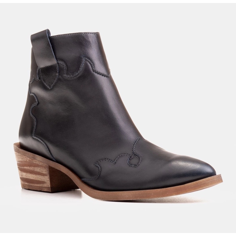 Marco Shoes Botas azul oscuro de piel flor natural 2