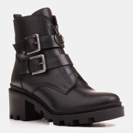 Marco Shoes Botines de piel negra sobre suela gruesa y ligera negro 1