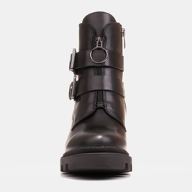Marco Shoes Botines de piel negra sobre suela gruesa y ligera negro 2