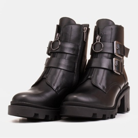 Marco Shoes Botines de piel negra sobre suela gruesa y ligera negro 4