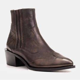 Marco Shoes Botas de vaquero negras, cuero oro viejo desteñido negro dorado 2