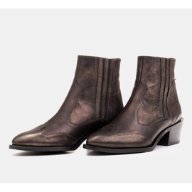Marco Shoes Botas de vaquero negras, cuero oro viejo desteñido negro dorado 6