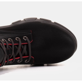 Marco Shoes Botas de mujer de piel negra con bordes rojos negro 6