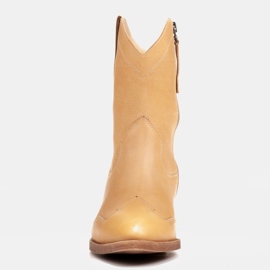 Marco Shoes Botas de vaquero de cuero pulido a mano sin aislamiento. amarillo 1
