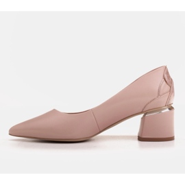 Marco Shoes Zapatos de salón en piel rosa con estampado floral rosado 4