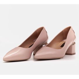Marco Shoes Zapatos de salón en piel rosa con estampado floral rosado 6
