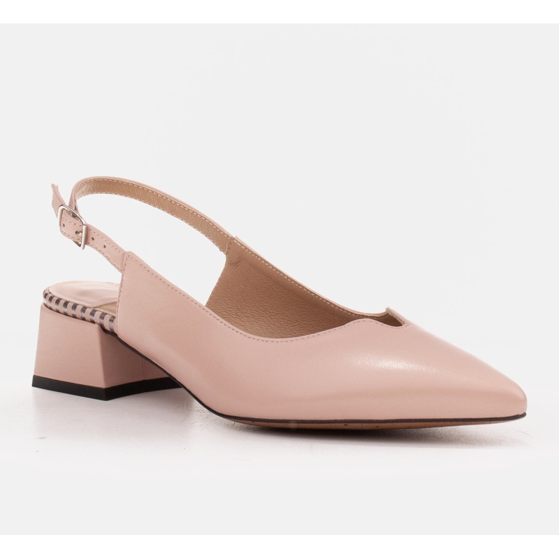 Marco Shoes Zapatos de salón bajos con tacón abierto hechos de delicada piel natural rosa 1