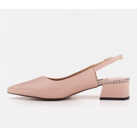 Marco Shoes Zapatos de salón bajos con tacón abierto hechos de delicada piel natural rosado 5