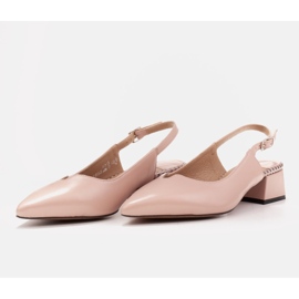 Marco Shoes Zapatos de salón bajos con tacón abierto hechos de delicada piel natural rosado 6
