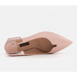 Marco Shoes Zapatos de salón bajos con tacón abierto hechos de delicada piel natural rosado 3