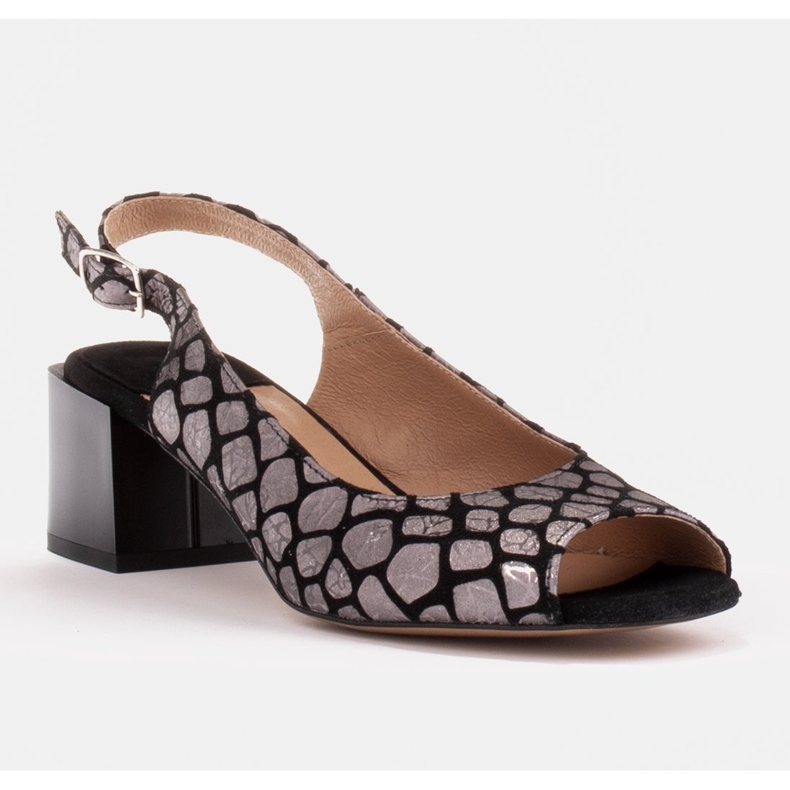 Marco Shoes Sandalias de mujer cómodas con cuero interesante. negro plata 1