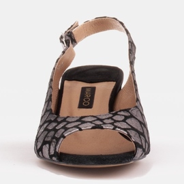 Marco Shoes Sandalias de mujer cómodas con cuero interesante. negro plata 2
