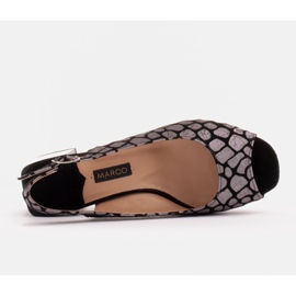 Marco Shoes Sandalias de mujer cómodas con cuero interesante. negro plata 6