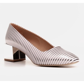 Marco Shoes Zapatos de salón elegantes con tacón metalizado plata 2