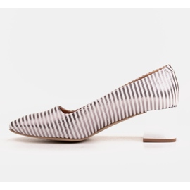 Marco Shoes Zapatos de salón elegantes con tacón metalizado plata 3
