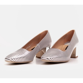 Marco Shoes Zapatos de salón elegantes con tacón metalizado plata 6