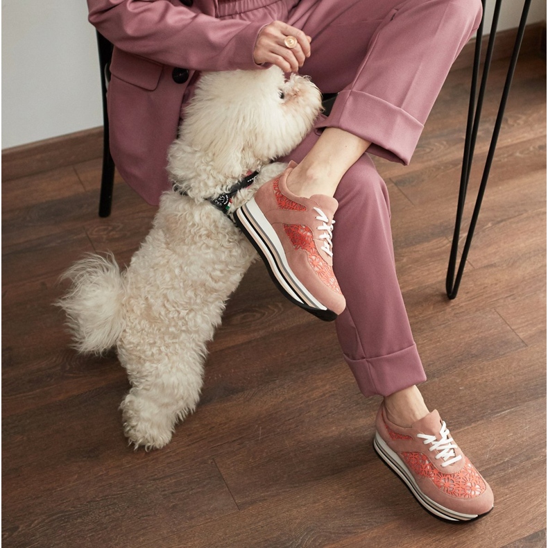 Marco Shoes Zapatillas de suela gruesa con malla transpirable rosado 1