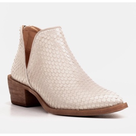 Marco Shoes Botines de ante natural con corte en V dorado 2