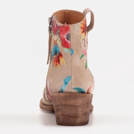 Marco Shoes Botas beige de ante natural con estampado floral 9