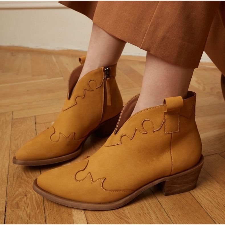 Marco Shoes Botas sin aislamiento con inserciones onduladas y de ante marrón amarillo 1