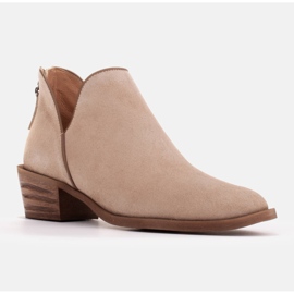 Marco Shoes Botas beige de ante natural con corte en V 2