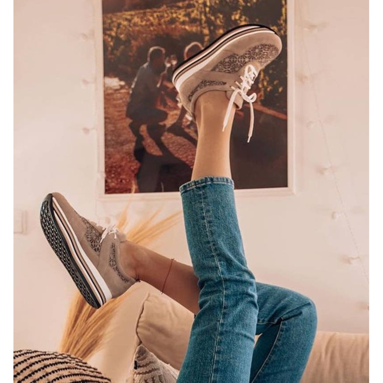 Marco Shoes Zapatillas de suela gruesa con malla transpirable beige 1