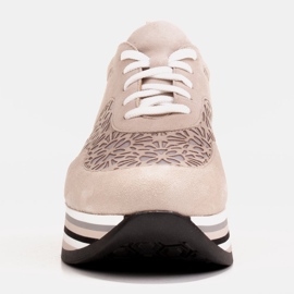 Marco Shoes Zapatillas de suela gruesa con malla transpirable beige 2