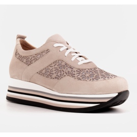 Marco Shoes Zapatillas de suela gruesa con malla transpirable beige 3