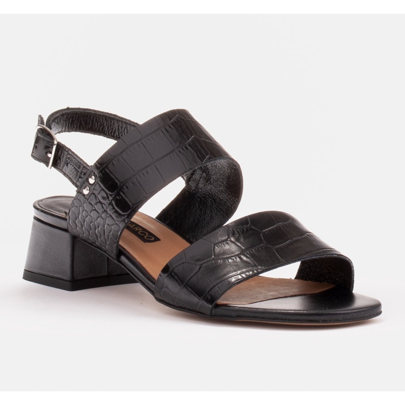 Marco Shoes Sandalias cinta con tacón revestido de piel negro 1
