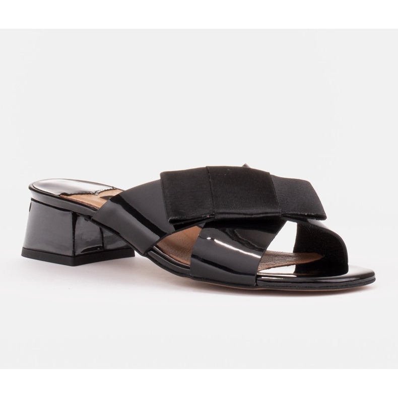 Marco Shoes Pantuflas de mujer elegantes con cinta negro 1