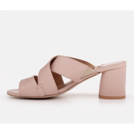 Marco Shoes Pantuflas de piel para mujer confeccionadas en piel con rayas cortadas beige 2
