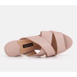 Marco Shoes Pantuflas de piel para mujer confeccionadas en piel con rayas cortadas beige 6