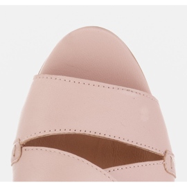 Marco Shoes Pantuflas de piel para mujer confeccionadas en piel con rayas cortadas beige 8
