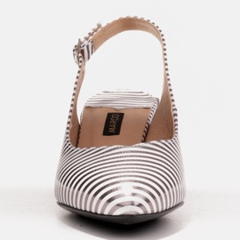 Marco Shoes Zapatos de tacón de mujer elegantes con rayas metálicas plata 2
