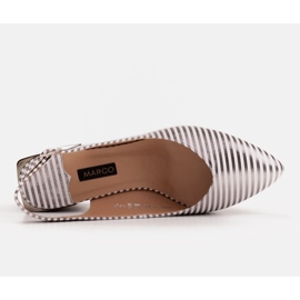 Marco Shoes Zapatos de tacón de mujer elegantes con rayas metálicas plata 6