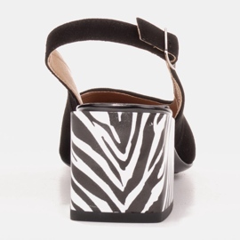 Marco Shoes Bombas de mujer elegantes con tacón de cebra negro 4