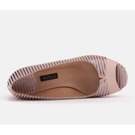 Marco Shoes Zapatos de salón con frente abierto, piel con rayas metalizadas rosado 6