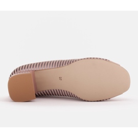 Marco Shoes Zapatos de salón con frente abierto, piel con rayas metalizadas rosado 7