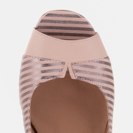 Marco Shoes Zapatos de salón con frente abierto, piel con rayas metalizadas rosado 8