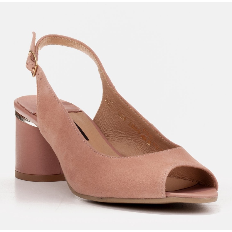Marco Shoes Sandalias de mujer elegantes con acento metálico rosa 1