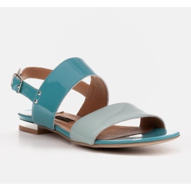 Marco Shoes Sandalias planas con laca y tacón metalizado azul 1