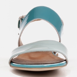 Marco Shoes Sandalias planas con laca y tacón metalizado azul 2