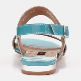 Marco Shoes Sandalias planas con laca y tacón metalizado azul 4