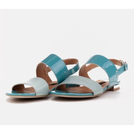 Marco Shoes Sandalias planas con laca y tacón metalizado azul 5