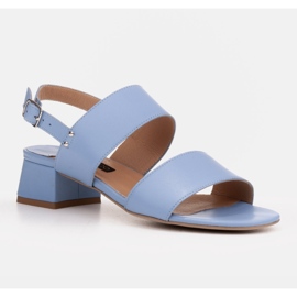 Marco Shoes Sandalias cinta con tacón revestido de piel azul 2