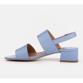 Marco Shoes Sandalias cinta con tacón revestido de piel azul 4