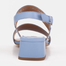 Marco Shoes Sandalias cinta con tacón revestido de piel azul 5