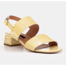 Marco Shoes Sandalias cinta con tacón revestido de piel amarillo 2